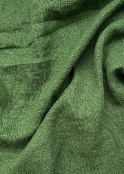 Ткань для шитья лён с эфектом мятости "зелёный 372” арт. 372КР | Ellie Fabrics