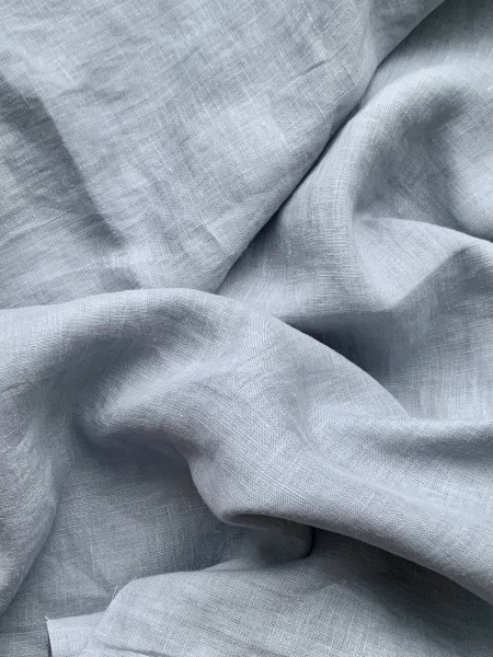 Ткань для шитья. Лён с эффектом мятости "голубой дым” арт. 1757КР | Ellie Fabrics