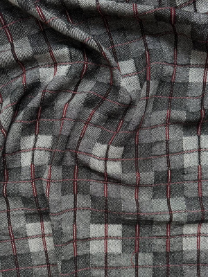 Ткань лён плотный "Черная клетка" с эффектом мятости арт.5851 | Ellie Fabrics