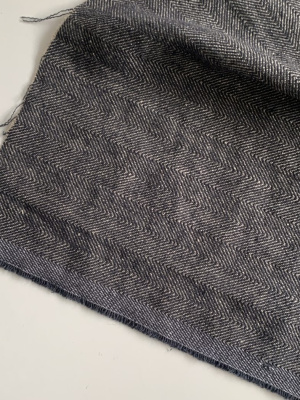 Ткань лён ёлочка умягченный "черно-синяя на бежевом" костюмный арт. 8479 | Ellie Fabrics