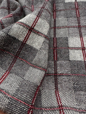 Ткань лён плотный "Серая клетка" с эффектом мятости арт.5855 | Ellie Fabrics