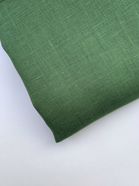 372. Ткань лён умягченный  "зелёный" костюмный | Ellie Fabrics