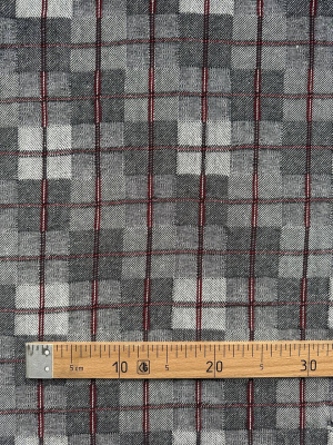 Ткань лён плотный "Серая клетка" с эффектом мятости арт.5855 | Ellie Fabrics