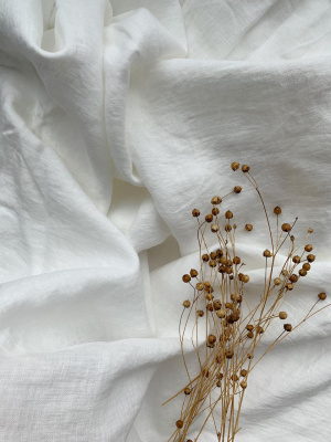 Ткань для шитья лён с эффектом мятости "молочный” арт. 01 КР | Ellie Fabrics