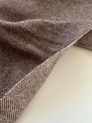 Ткань лён плотный "ёлочка шоколад" с эффектом мятости арт.5849 | Ellie Fabrics