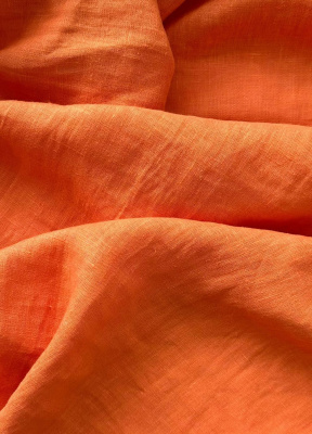 Ткань для шитья. Лён с эффектом мятости "морковный” арт. 1250КР | Ellie Fabrics