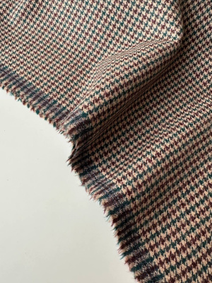 Шерсть костюмная «Гусиная лапка винно-зеленая» арт 60605