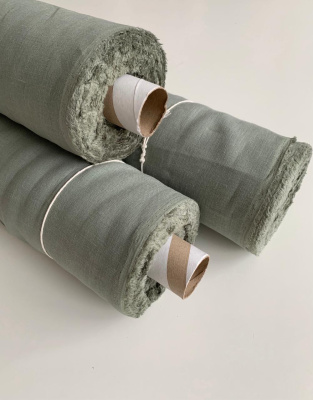 Ткань лён с эфектом мятости (крэш)  "полынь"  арт. 138КР | Ellie Fabrics