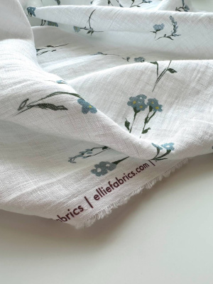 Ткань лён сорочечный с эффектом мятости "Незабудки” арт.7749 | Ellie Fabrics