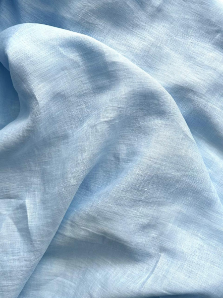 Ткань лён сорочечный с эффектом мятости "голубой" арт.  1347 | Ellie Fabrics