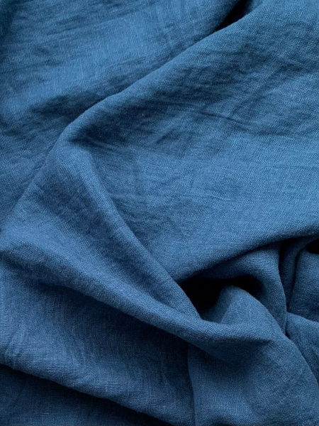 Ткань лён с эффектом мятости "индиго" костюмный  арт.369КР | Ellie Fabrics