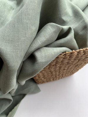 Ткань лён с эфектом мятости (крэш)  "полынь"  арт. 138КР | Ellie Fabrics