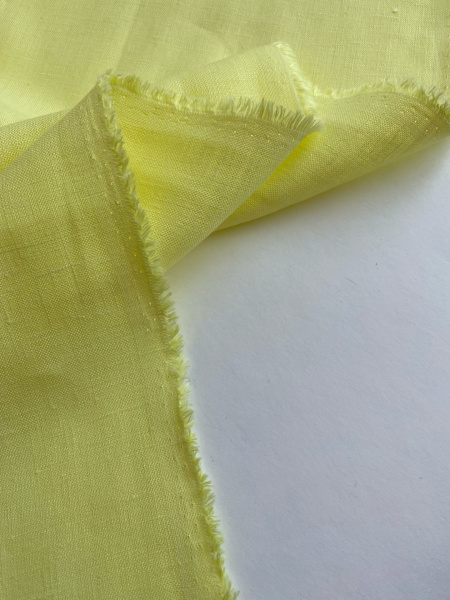 Льняная ткань умягченная костюмная "лимонный" 175 гр, арт. 730 | Ellie Fabrics