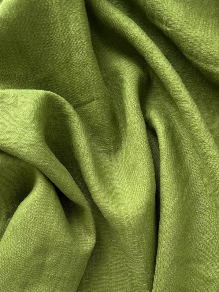 Ткань лён с лёгким эфектом мятости (крэш)  "травяной"  арт. 1349 | Ellie Fabrics