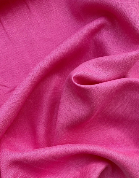 Ткань лён с легким эффетом мятости "розовый барби"  арт.129 | Ellie Fabrics